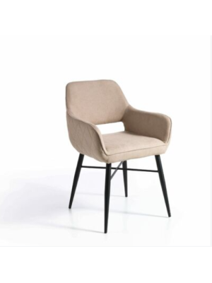 Pack de 2 sillas Sheila, tela beige y metal negro