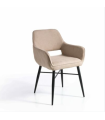 Pacote de 2 cadeiras modelo SHEILA acabamento em tecido bege, 56 x 48 x 83cm (comprimento x largura x altura)