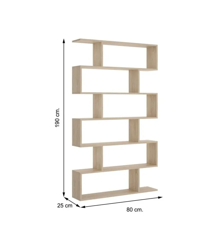 Estantería alta Ibros natural, 190x80x25 cm, moderna