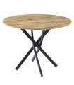 Table ronde Nesy avec plateau effet bois et pieds en métal 75 cm(hauteur)100 cm(largeur)100 cm(longueur)