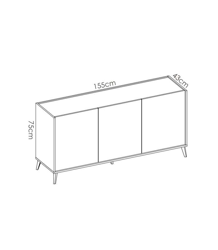 Aparador Cazalilla 3 portas em grafite natural 75 cm(altura)