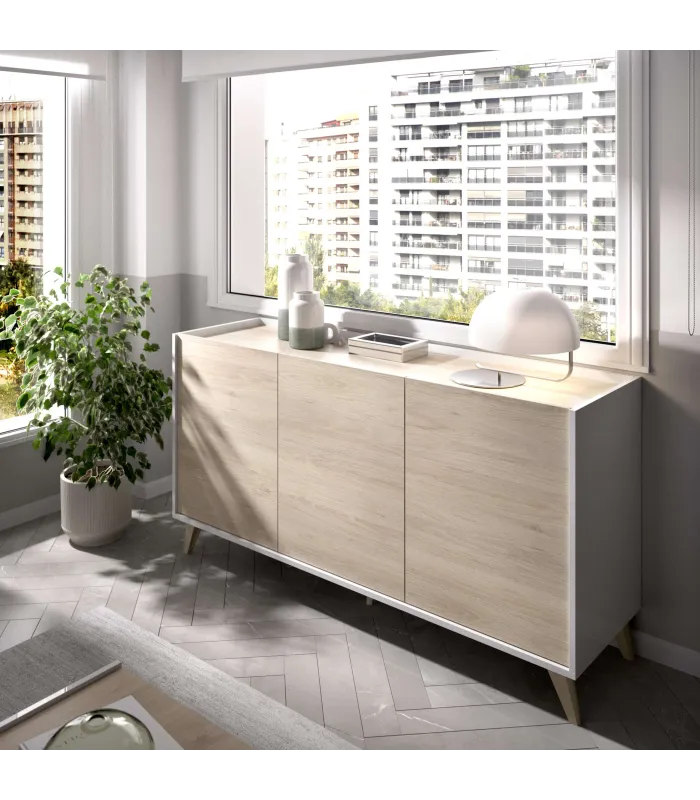 Aparador salón Cazalilla 3 puertas natural-blanco