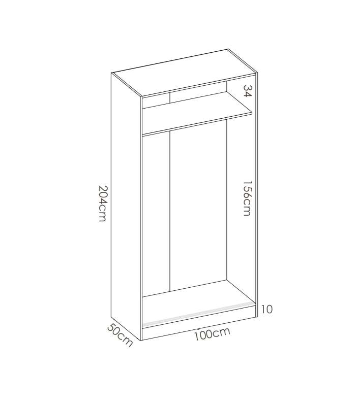 Armoire à portes coulissantes Lupión en blanc brillant. Largeur