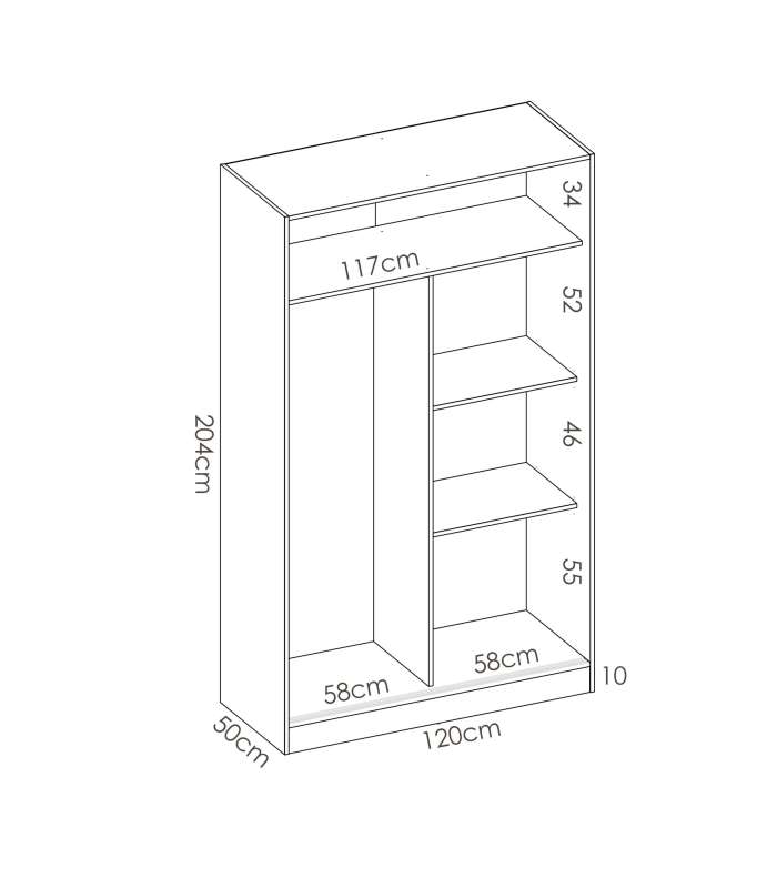 Armoire à portes coulissantes Lupion en blanc brillant 204