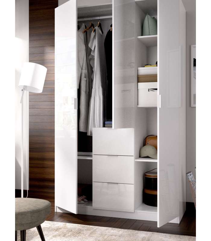 Armoire à portes battantes finition blanche 204 cm(hauteur)135