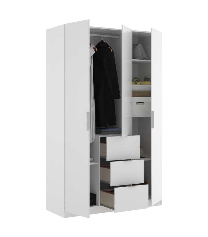 Armoire à portes battantes finition blanche 204 cm(hauteur)135