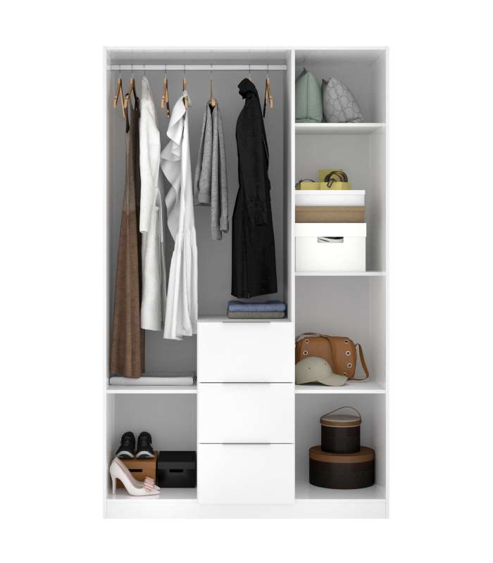 Armoire à portes battantes finition blanche 204 cm(hauteur)135