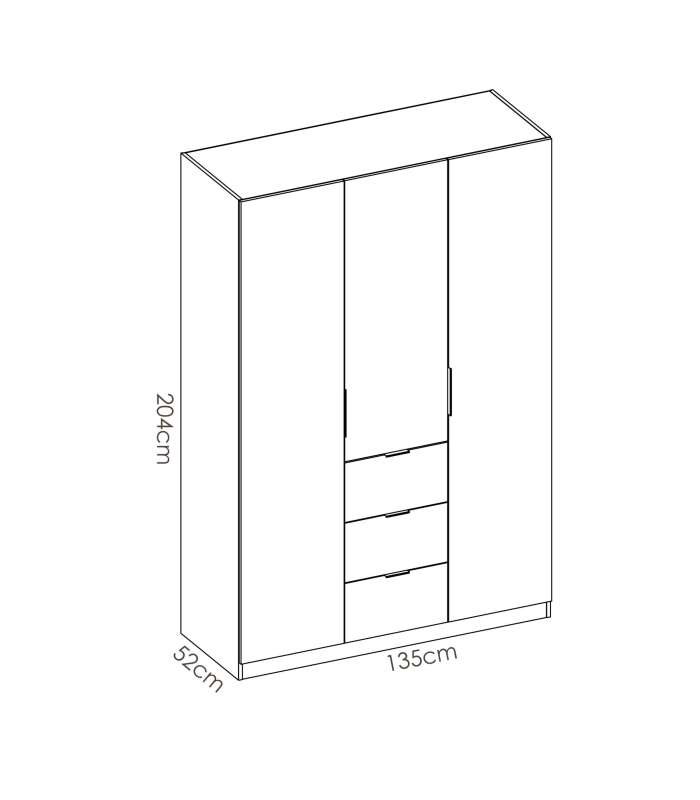 Armoire à portes battantes finition blanche 204 cm(hauteur)135