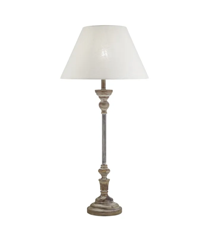 Lámpara de sobremesa Laseu con pie de madera