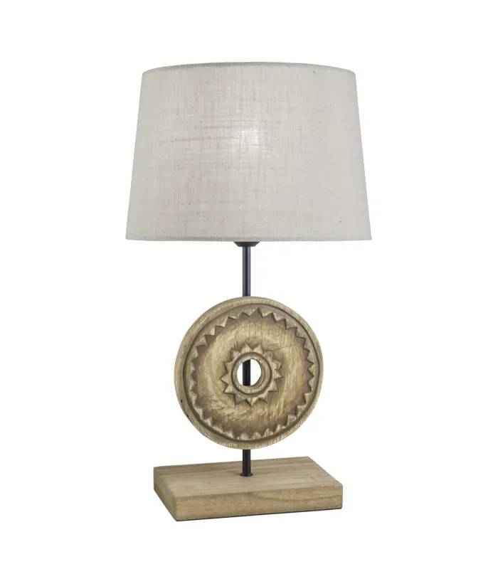 Lámpara de sobremesa Rodano 49cm, metal negro y madera