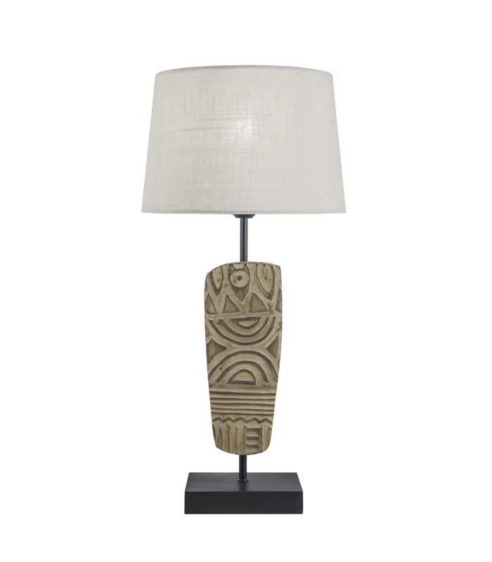 Lámpara rincón Tribale de madera, 55cm altura