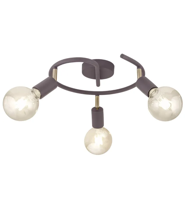 Plafón 3 luces Tenor marrón 35x35 cm