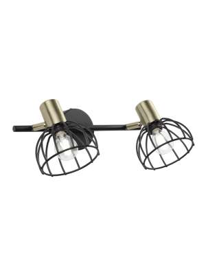 Aplique 2 luzes Bermeo preto 16x42x21 cm