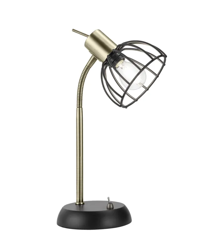 Sobremesa Bermeo negro, metal y cuero satinado