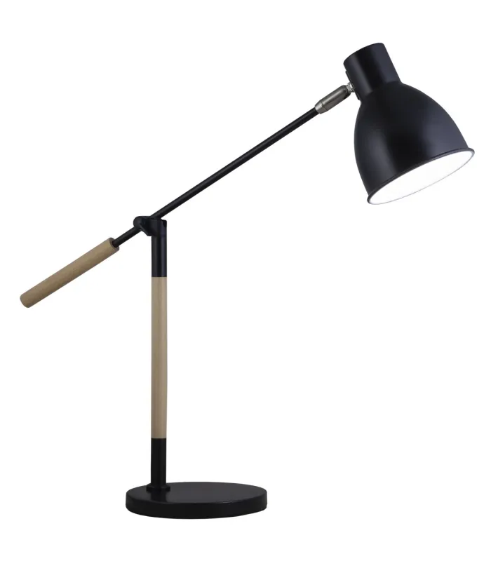 Sobremesa nórdico Ristori, metal negro y madera haya