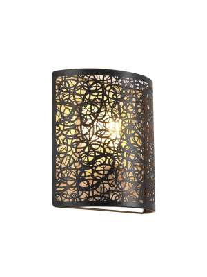 Aplique de parede Gael em ouro preto com abajur preto