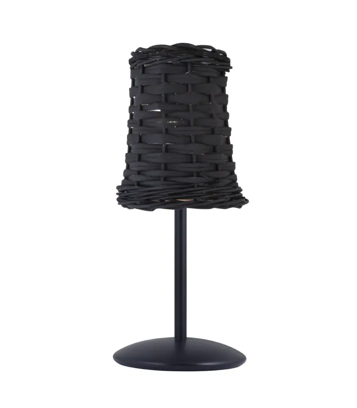 Lámpara de sobremesa Alexia, mimbre negro