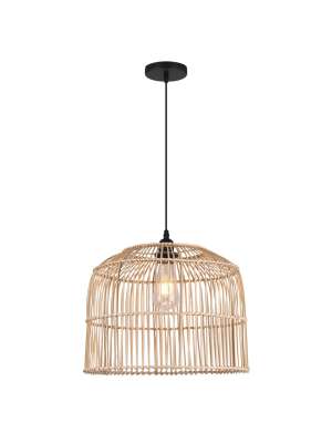 Lâmpada pendente Bento de rattan natural, E-27