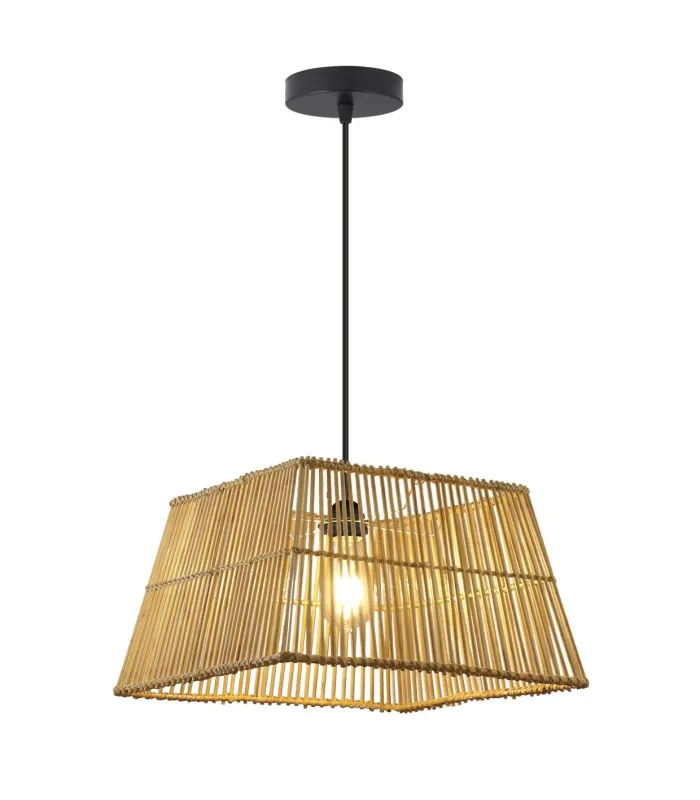 Colgante Cabanas cuerda 1 luz pantalla mimbre