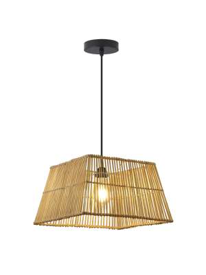 Pendente Cabanas 1 luz vime quadrado corda