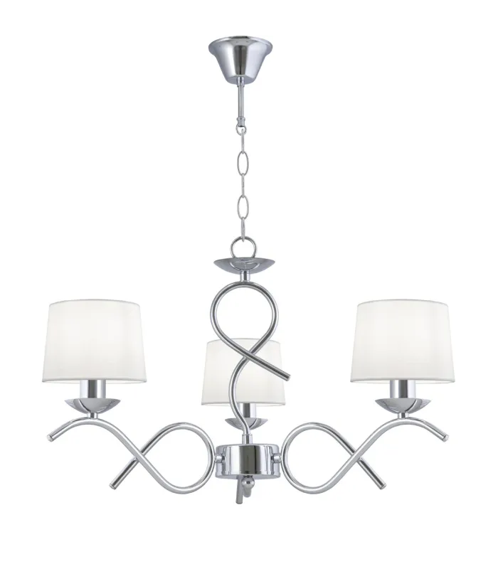 Lâmpada Glória 3 luzes, acabamento cromado