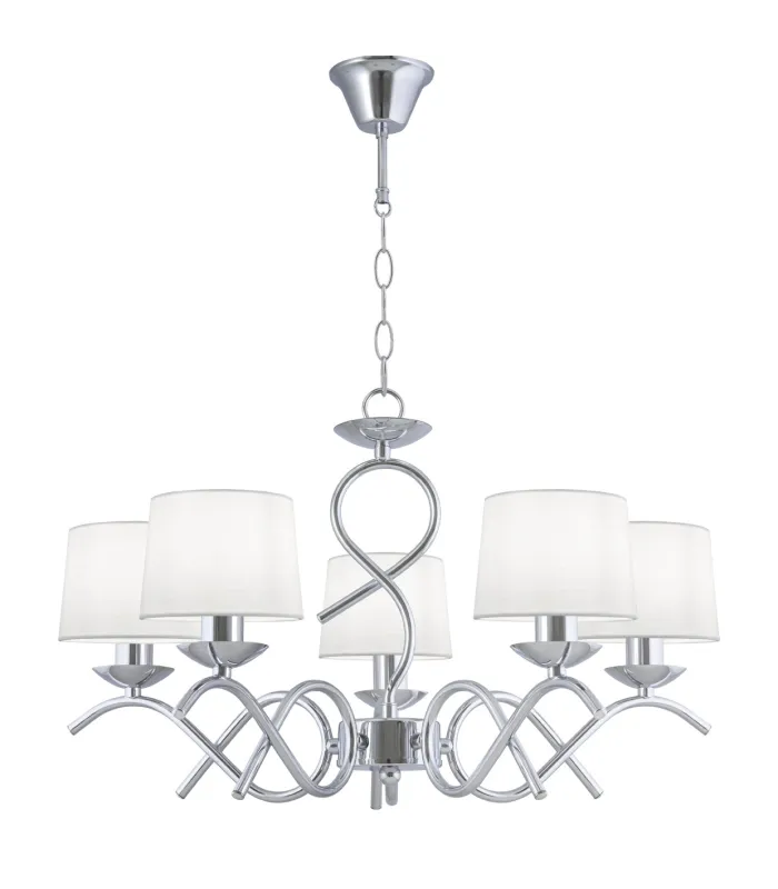 Lámpara 5 luces modelo Gloria cromo 55cm x 58cm