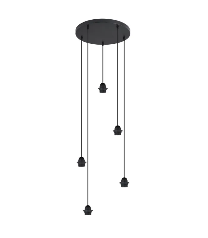 Colgante 5 luces Larrue negro, 49 cm