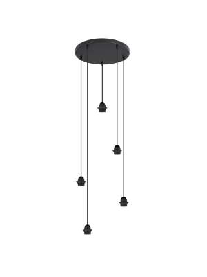 Pendente Larrue 5 luzes preto 49 cm - design simples