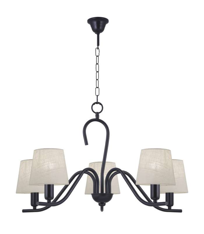 Chandelier 5 lights model Natalie black finish 45 cm(height)69