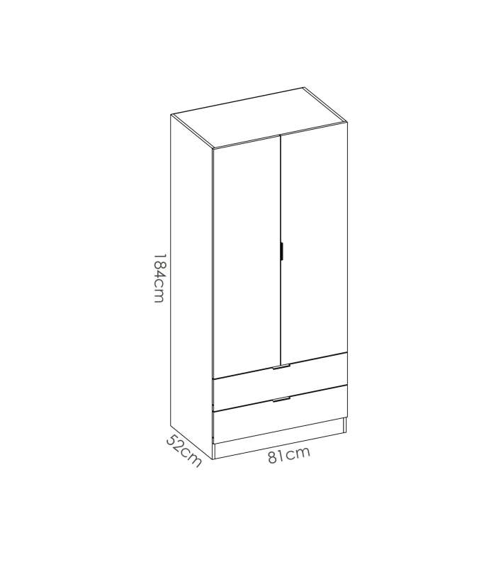 Wardrobe 2 doors 2 drawers 81 cm wide