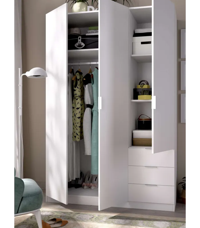 DKT Armarios - roperos Armario ropero 3 puertas abatibles y 3