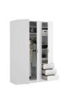 Wardrobe 3 doors 3 folding drawers 121 cm wide