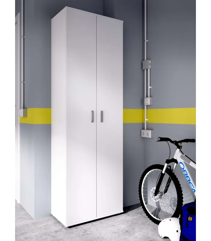 White multipurpose cabinet 2 doors 3 shelves.