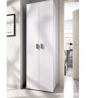 White multipurpose cabinet 2 doors 6 shelves.