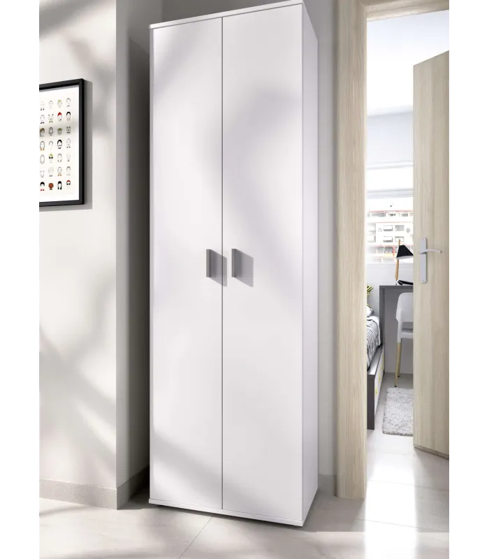 White multipurpose cabinet 2 doors 6 shelves.