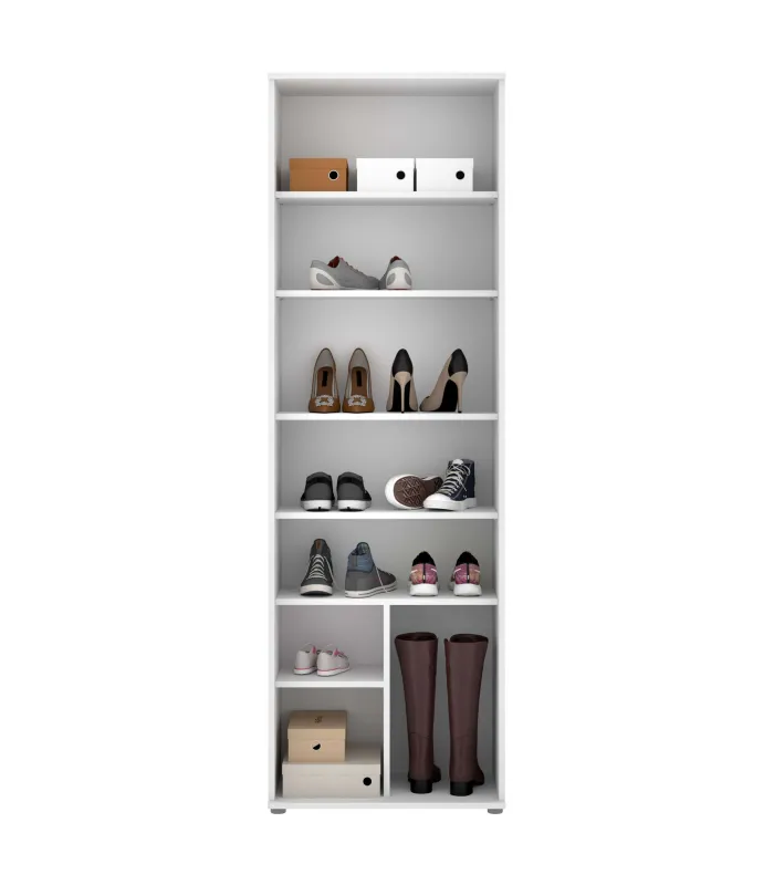 White multipurpose cabinet 2 doors 6 shelves.