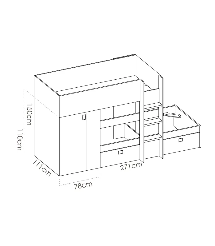Cama trem branca e vermelha com armazenamento