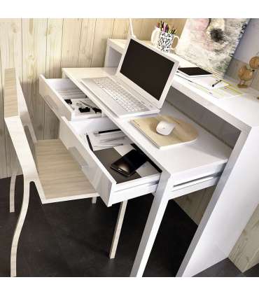 Mesa de despacho extensible Torreperogil acabado blanco brillo 88 cm(alto)99 cm(ancho)36 cm(fondo)