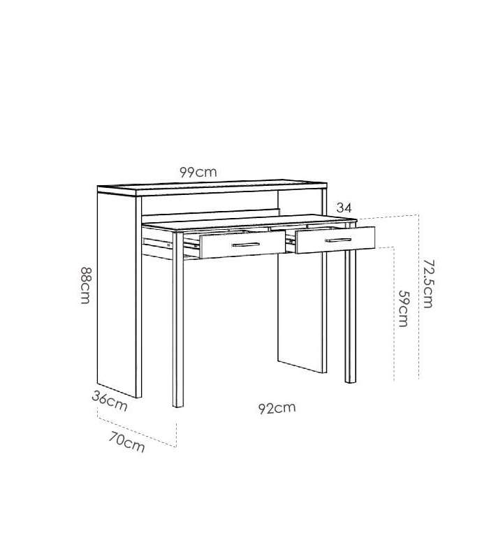 Extendable office table Seven white gloss.