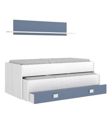 Ocean compact bed and multi-colored bookshelf.