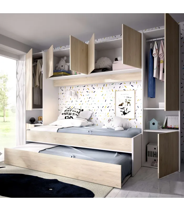 Conjunto juvenil blanco natural - 203x302x97 cm