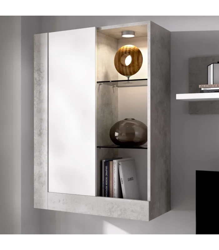 Mueble salón Villatorres cemento/blanco 265x180 cm