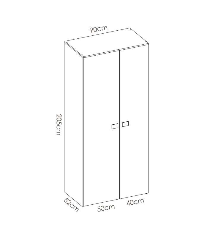 Roupeiro 2 portas Santisteban 215 cm(altura)200 cm(largura)52