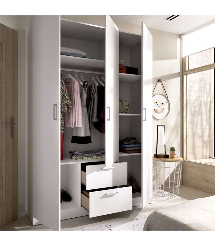 Wardrobe 3 doors 2 Maxi drawers 150 cm wide