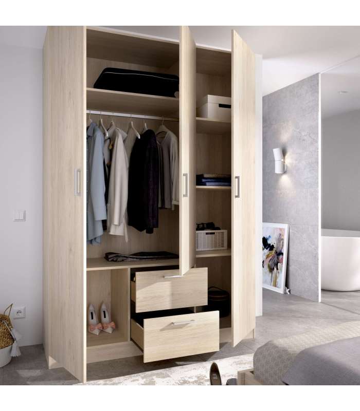 copy of Wardrobe 3 doors 2 Maxi drawers 150 cm wide