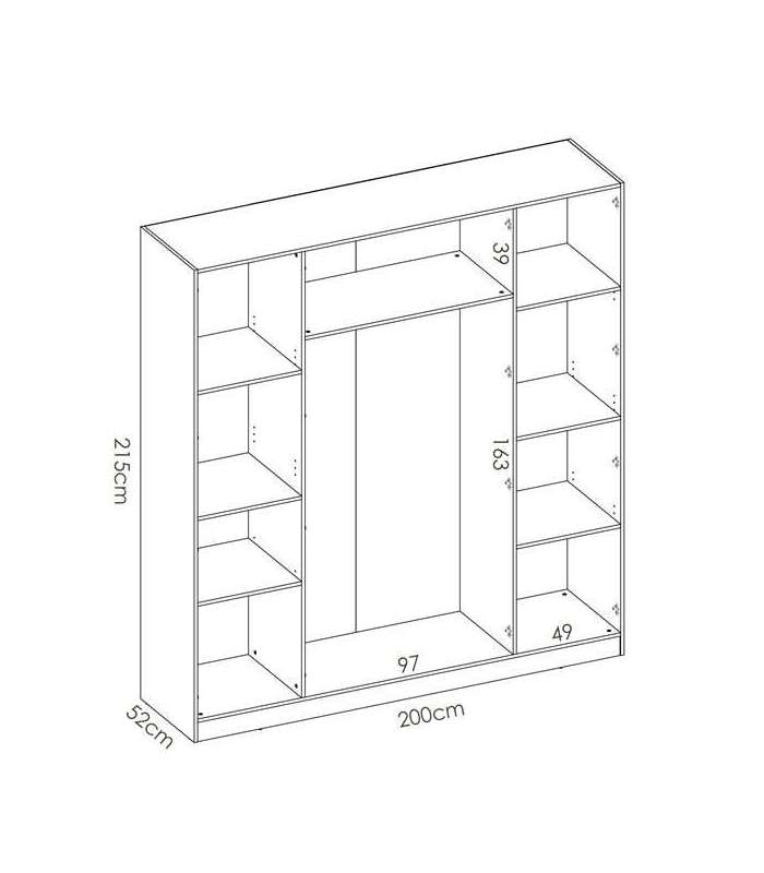 Huesa Armoire à 4 portes pliantes en blanc 215 cm (hauteur)200