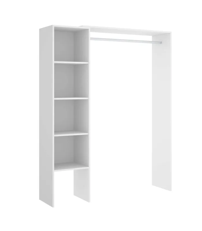 Vestidor Siles blanco con 3 baldas y barra colgar