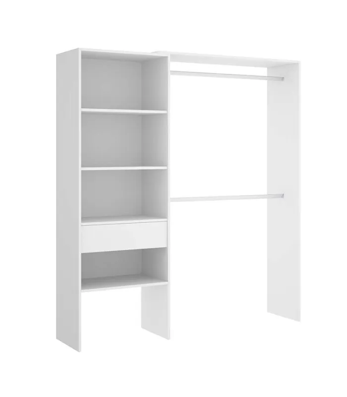 Vestidor Siles blanco con 3 baldas y 1 cajón
