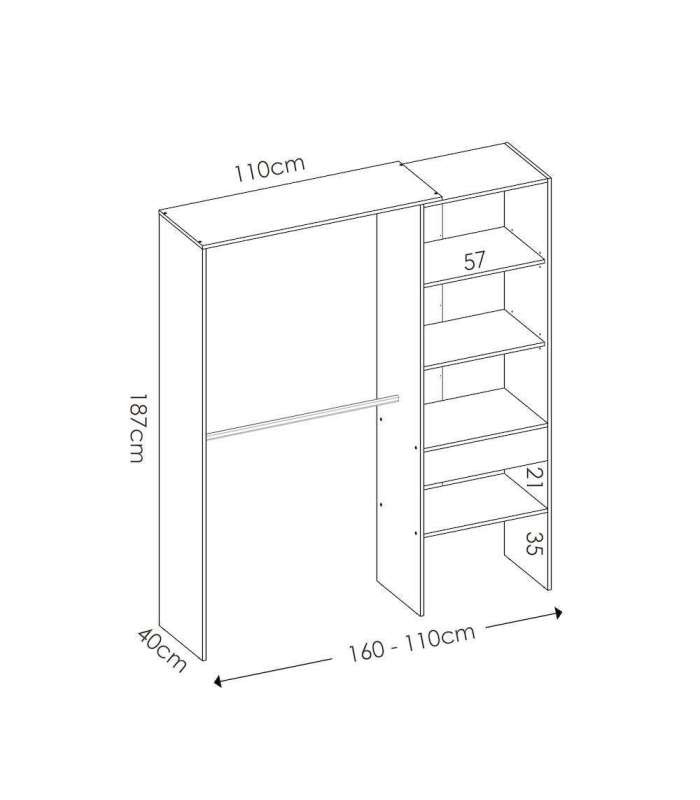 Commode Siles pour chambre à coucher 3 étagères et 1 tiroir en