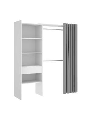 Dresser Siles branco com cortina e 3 prateleiras